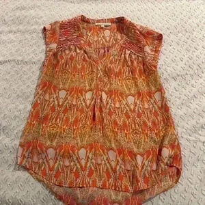 Daniel Rainn Coral Print Blouse Size Small